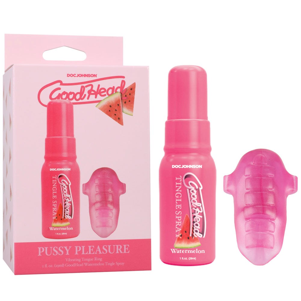 Doc Johnson GoodHead Pussy Pleasure Sexy Party Kit with Vibrating Ring - Pink - Sex Kits