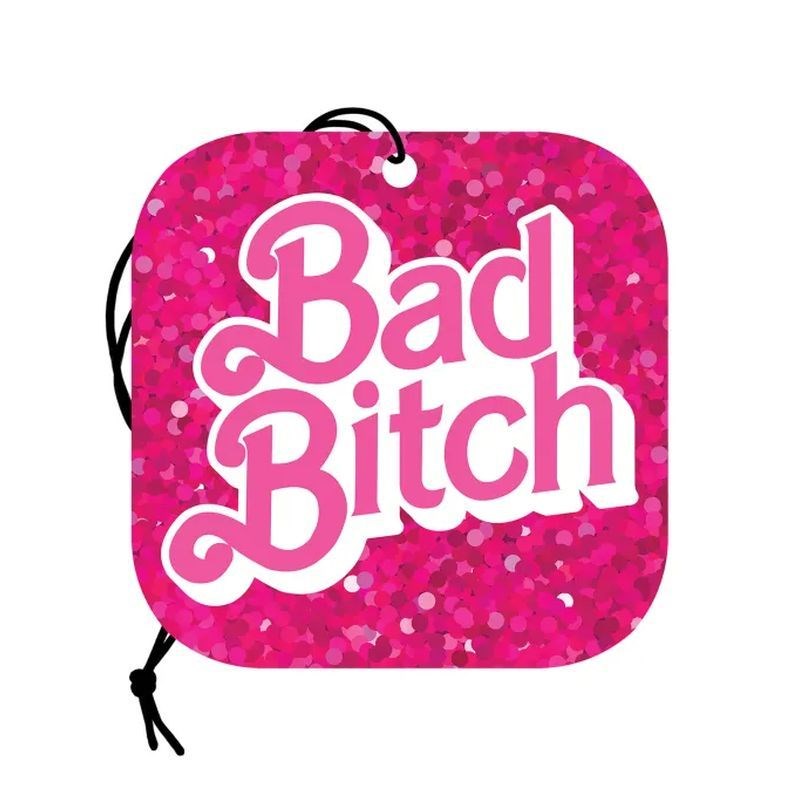 Wood Rocket Bad Bitch Car Air Freshener with Strawberry Scent - Pink - Party Gifts and Novelties