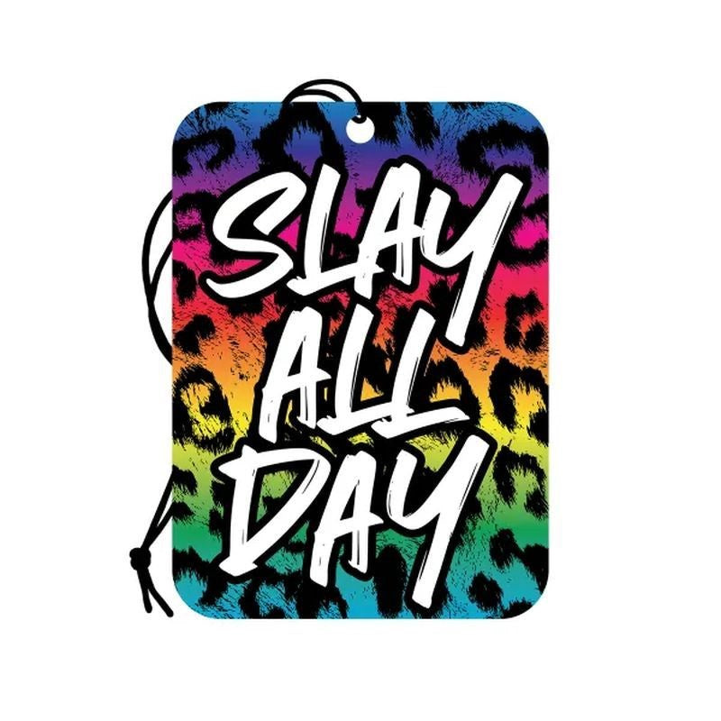 Wood Rocket Slay All Day Air Freshener with Bold Leopard Print Design - Rainbow - Party Gifts and Novelties