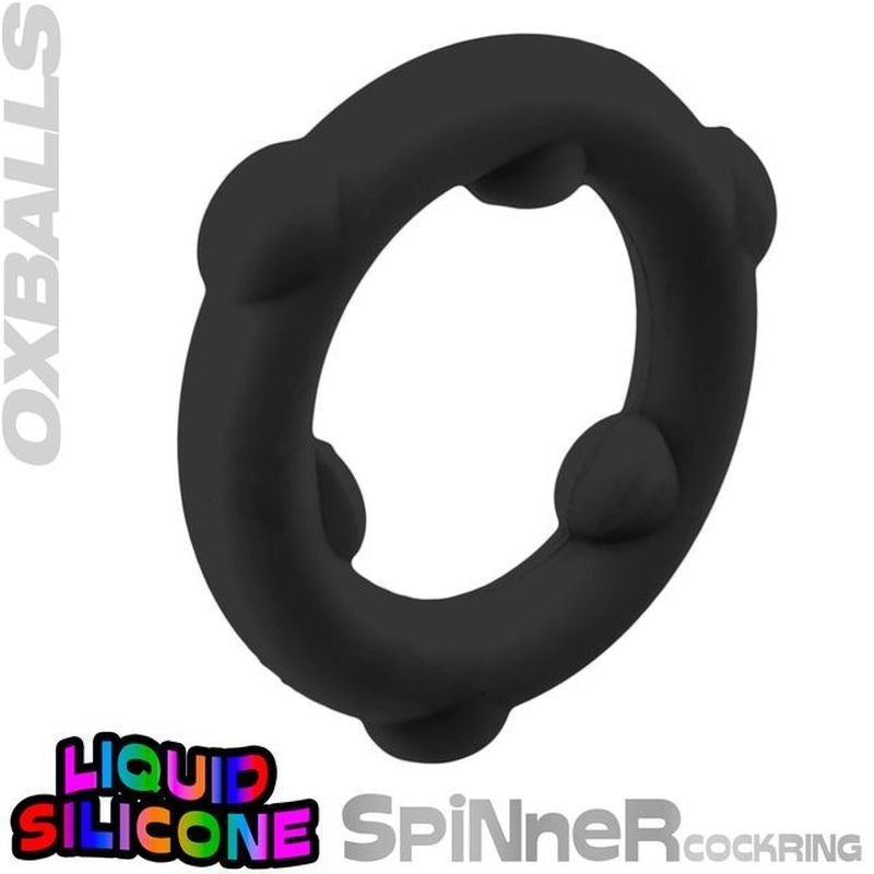 OxBalls Spinner Stretchy Silicone Cock Ring with Gripper Nubs - - Stretchy Cock Rings