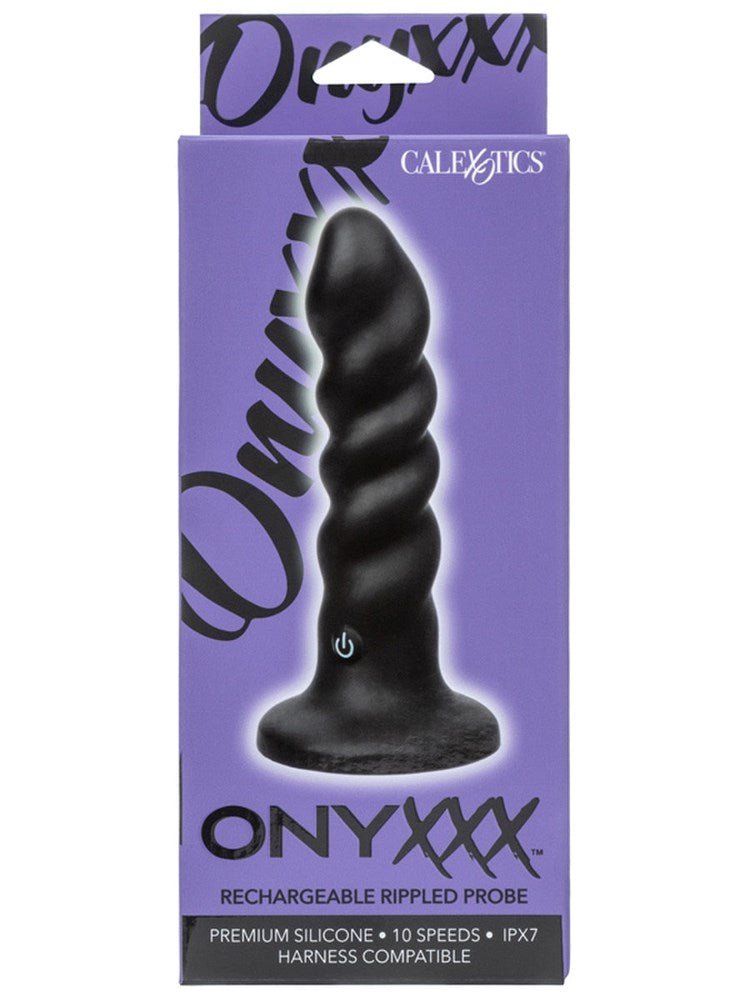 California Exotics Onyxxx Rechargeable Rippled Anal Probe Vibrator - - Butt Plugs