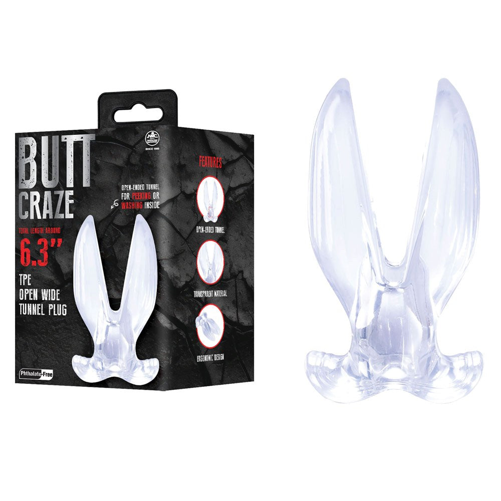 NANMA Corporation Butt Craze Gaping Butt Plug 6.3 Inch Transparent TPE - Clear - Butt Plugs