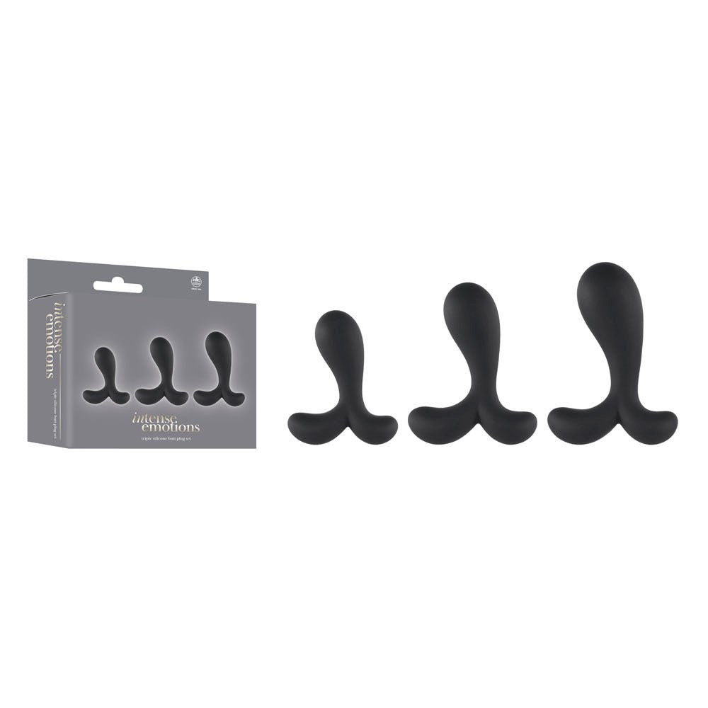 NANMA Corporation Intense Emotions Sex Of 3 Sizes Butt Plugs Progressive Set - Black - Butt Plugs