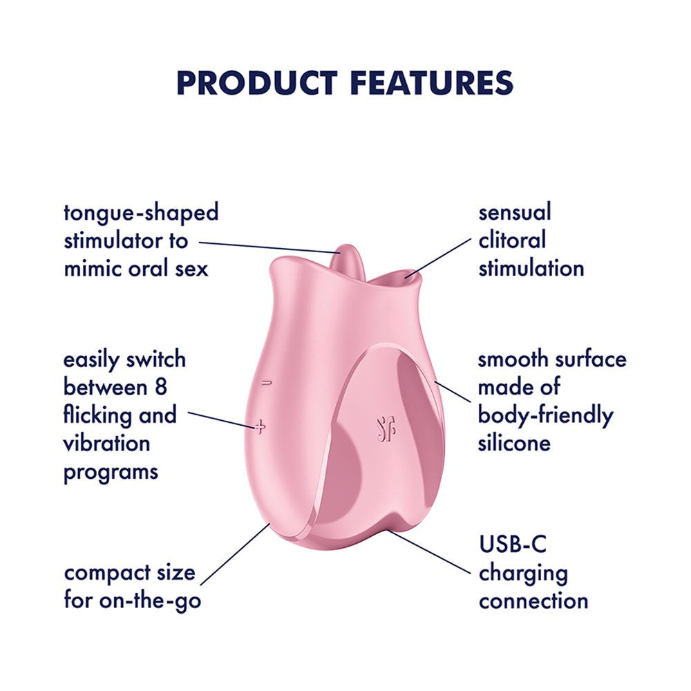 Satisfyer Tongue Lover Rechargeable Clitoral Vibrator Flicking Stimulation - - Clit Ticklers and Pulsators