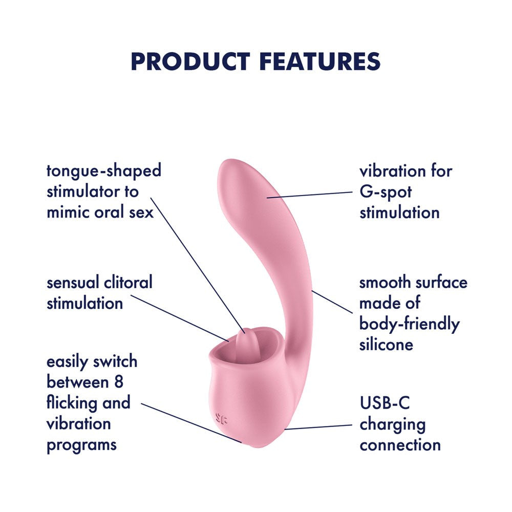 Satisfyer Tongue Genius Vibrator with Clit Stimulator USB Rechargeable - - Clit Ticklers and Pulsators