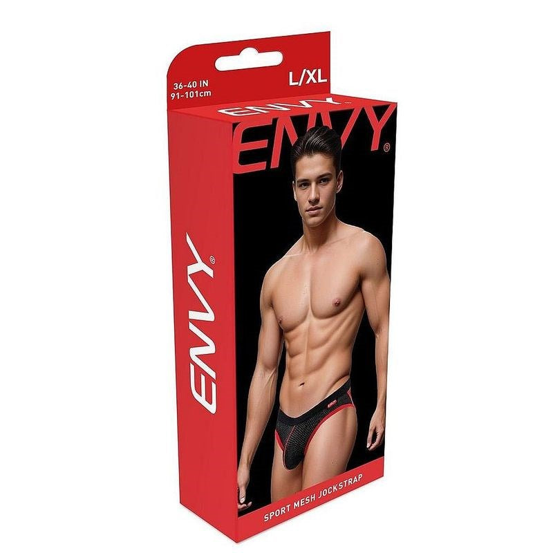 Envy Menswear Mesh Breathable Sport Jockstrap Black Performance Support - - Jocks and G-Strings