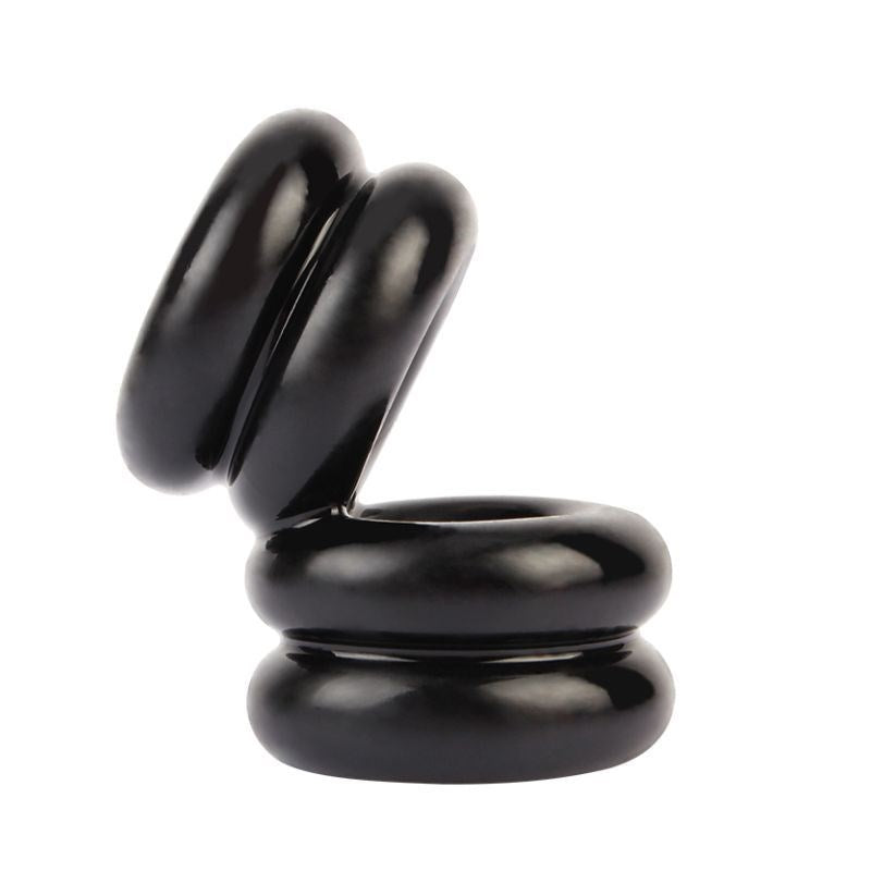 Chisa Double Stacked Dual Pleasure Mens Cock Ring - Black - Stretchy Cock Rings