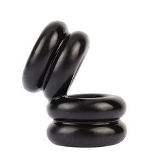 Chisa Double Stacked Dual Pleasure Mens Cock Ring - Black - Stretchy Cock Rings