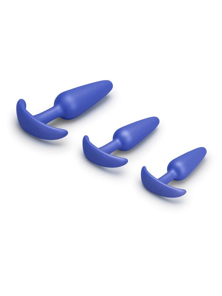 B Vibe Butties Beginner Booty 3 Piece Anal Training Set Body Safe Silicone - Blue - Butt Plugs