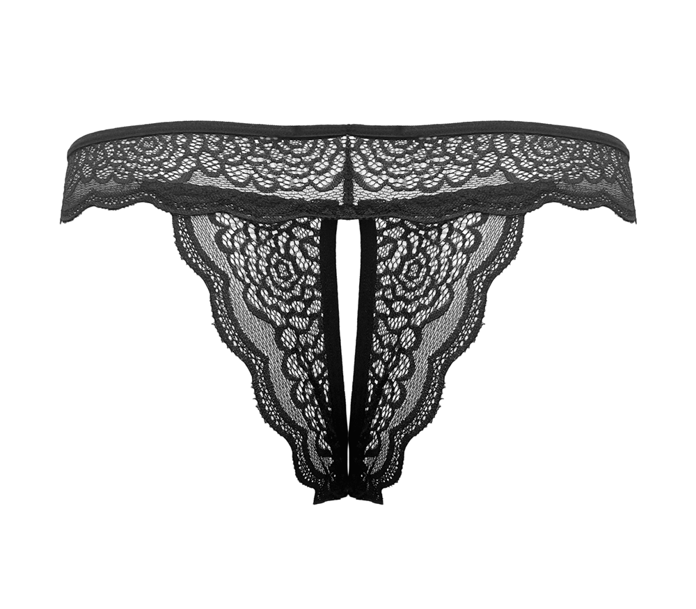 Love In Leather Sexy Crotchless Panties Black Open Access - - G-Strings, Panties and Shorts