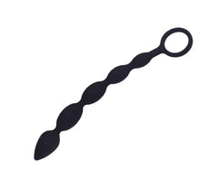 Love In Leather Long Silicone Anal Beads With Ring Pull