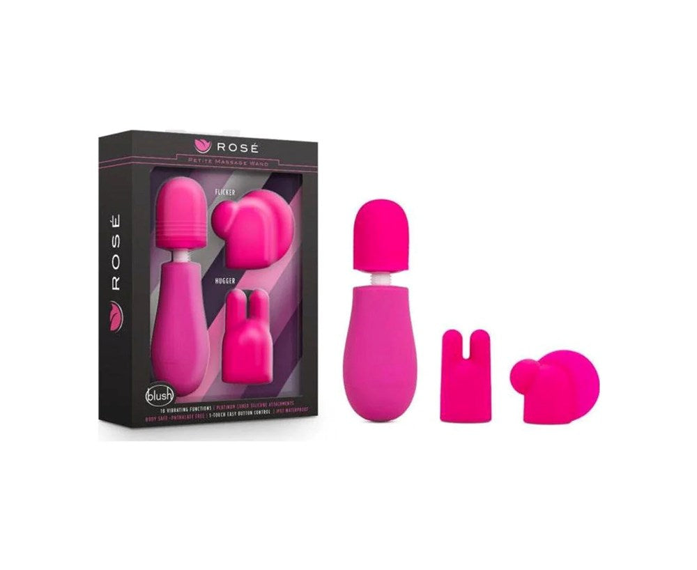 Rose Petite Massage Body Wand Vibrator Pink 10 Vibration Patterns - - Body Wands
