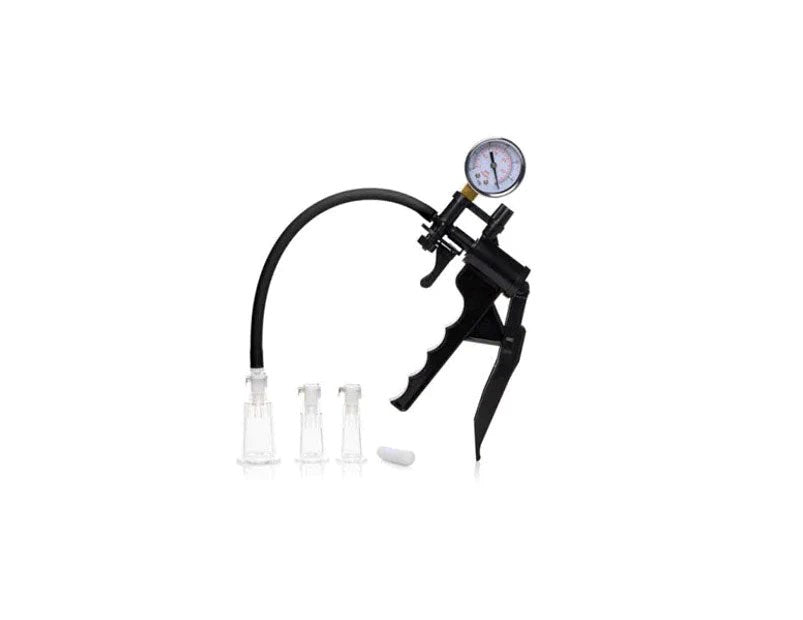 XR Brands Size Matters Clitoral Pumping System Clear with Pressure Gauge - - Pussy And Clit Toys