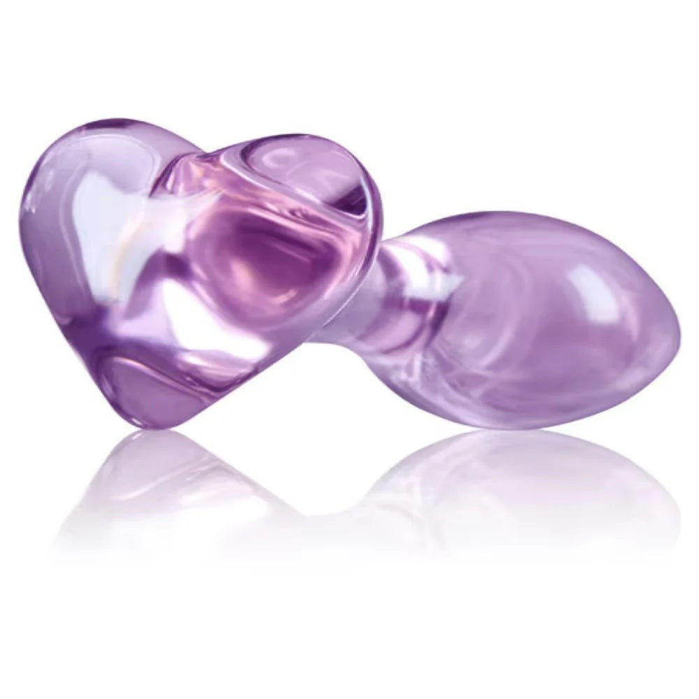 NS Novelties Crystal Heart Glass Butt Plug with Temperature Play - - Butt Plugs