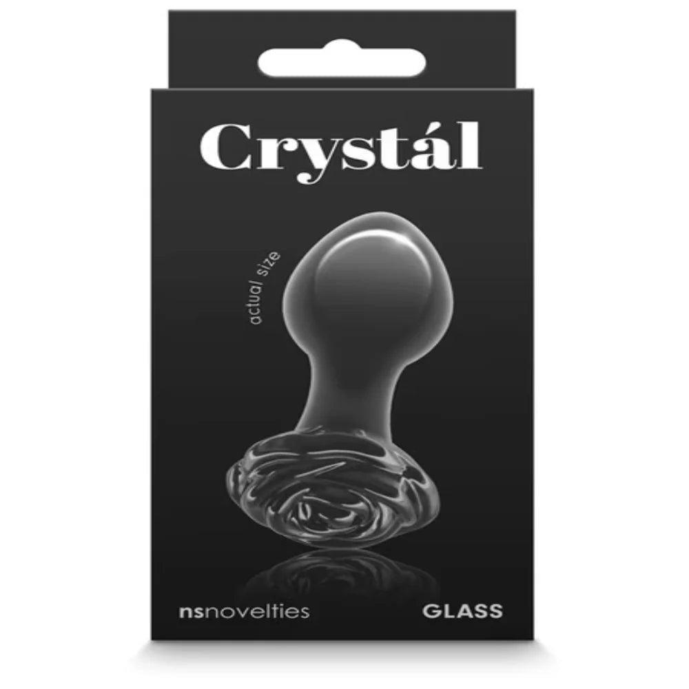 NS Novelties Crystal Rose Glass Anal Plug with Temperature Play Features - - Butt Plugs