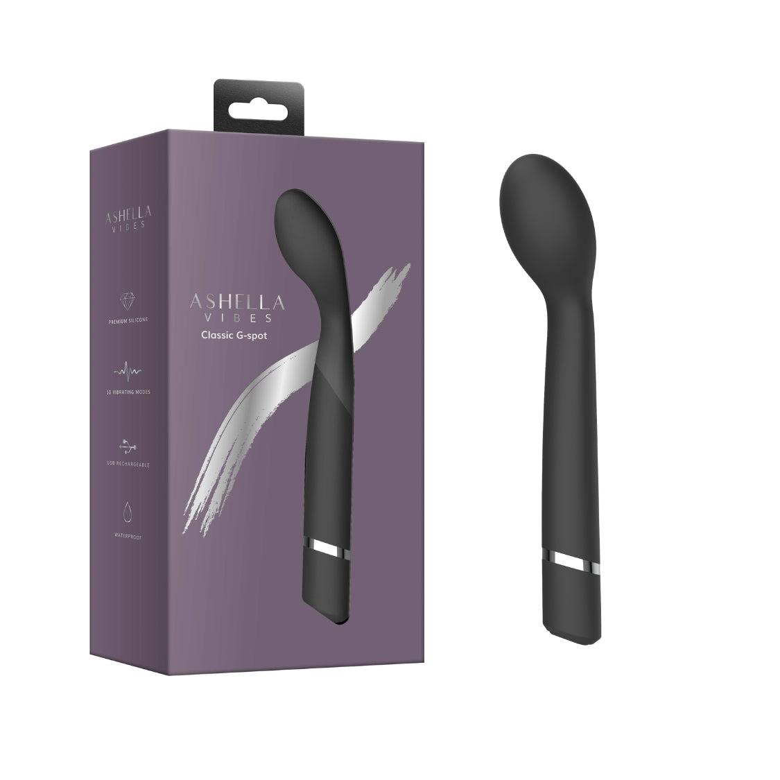 Ashella Classic Multi Functions G-spot Vibrator - Black - G-Spot Vibrators
