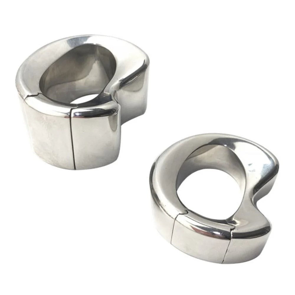 BDStyle Oval Stainless Steel Ball Stretcher Ergonomic Design 2 Sizes - - Steel Sex Toys
