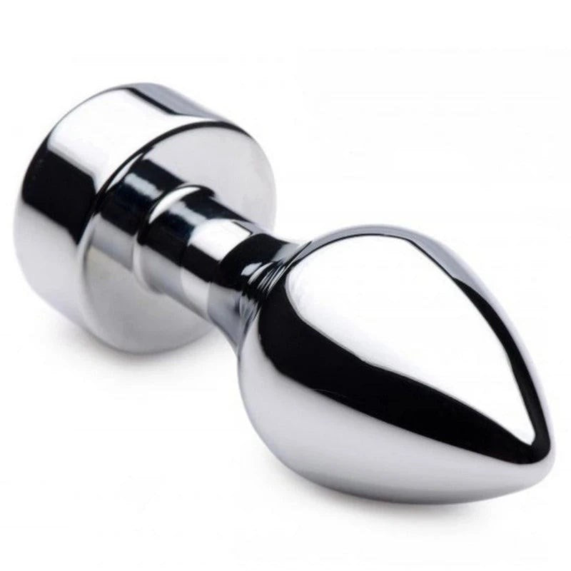 BDStyle Aluminium Butt Plug With Diamond Bright Silver Premium Metal Design - - Butt Plugs