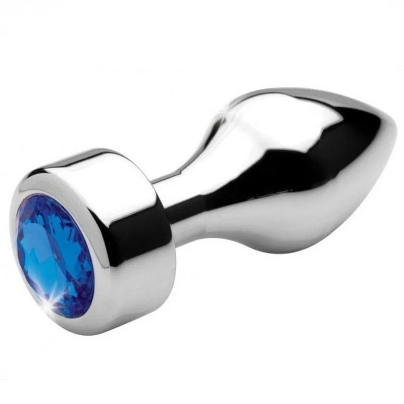 BDStyle Aluminium Butt Plug With Diamond Bright Silver Premium Metal Design - - Butt Plugs