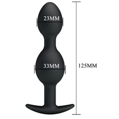 Pretty Love Silicone Anal Balls Butt Plug Black - - Butt Plugs