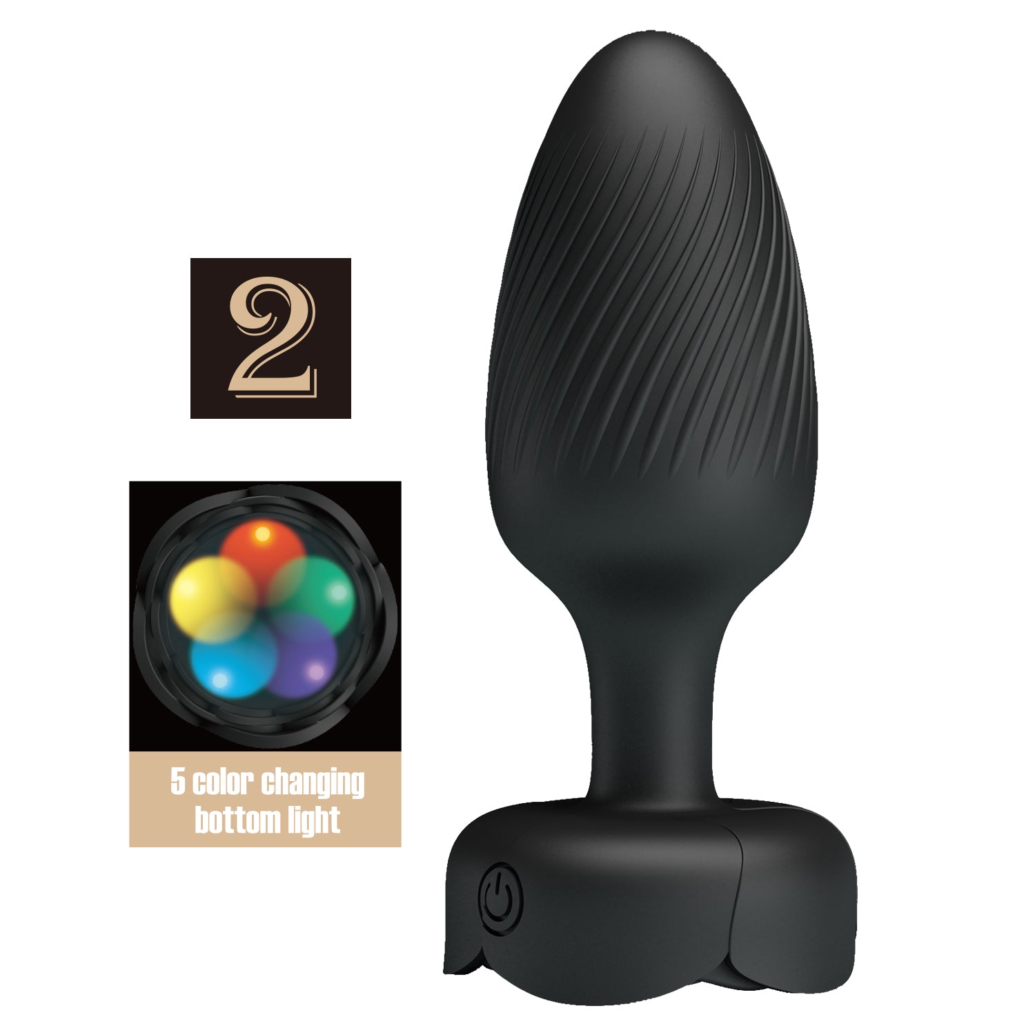 Baile Varian Light-Up Rechargeable Anal Plug - Black - Butt Plugs