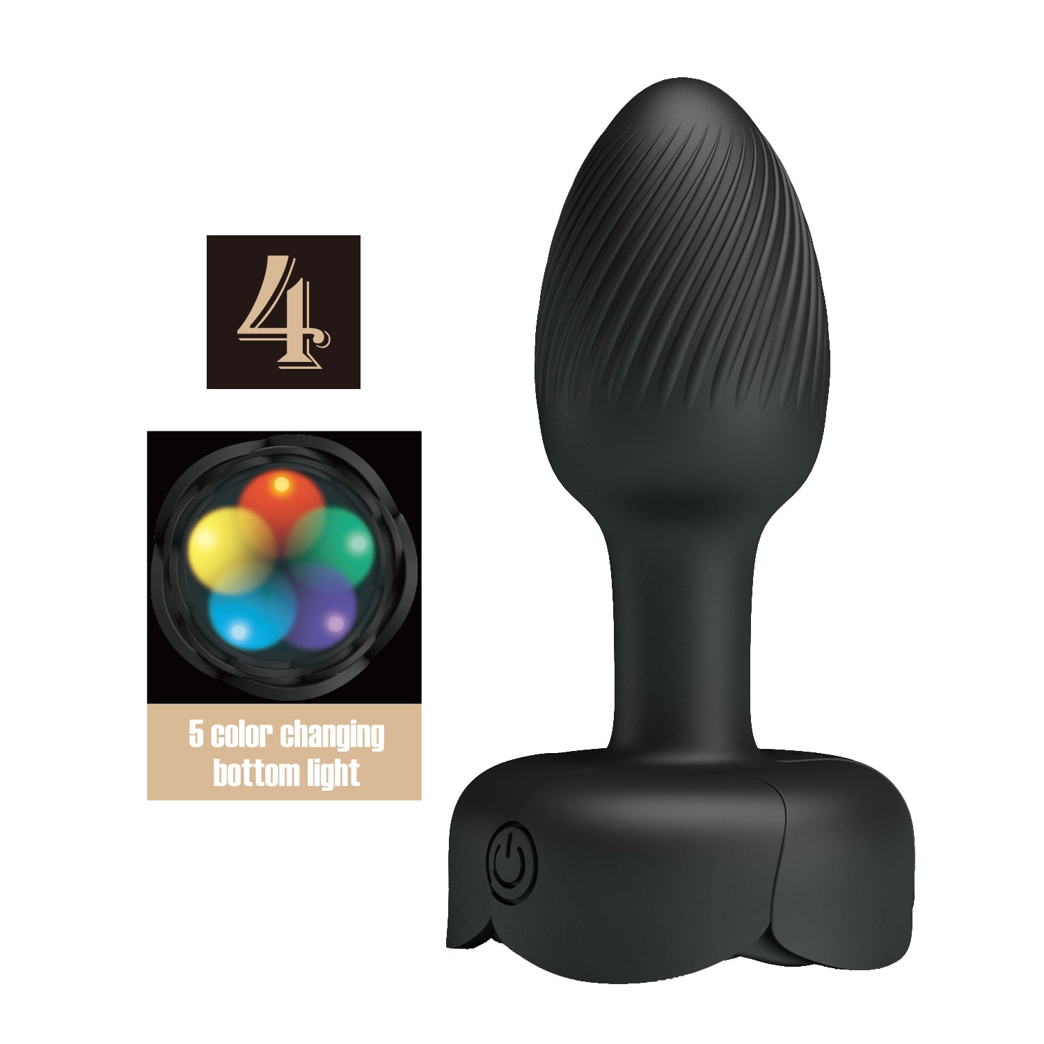 Baile Olman Light-Up Rechargeable Butt Play Plug - Black - Butt Plugs