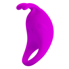 Pretty Love Rechargeable Rabbit Vibrator Cockring - Purple - Vibrating Cock Rings