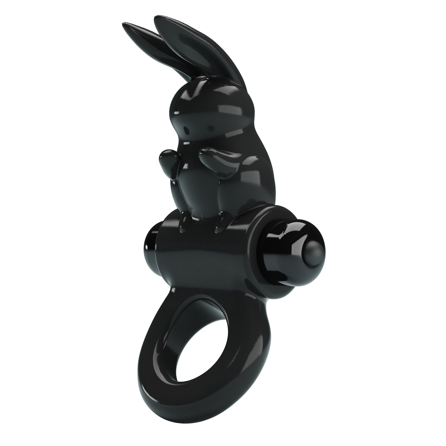 Pretty Love Exciting Vibrating Cock Ring With Rabbit Ears - Black - Vibrating Cock Rings