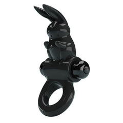 Pretty Love Exciting Vibrating Cock Ring With Rabbit Ears - Black - Vibrating Cock Rings
