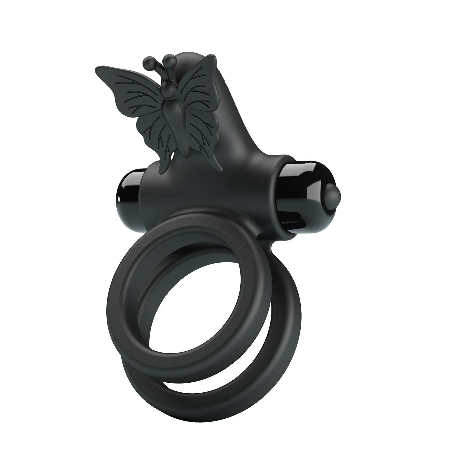 Pretty Love Vibrating Passionate Silicone Cock Ring IX - Black - Vibrating Cock Rings