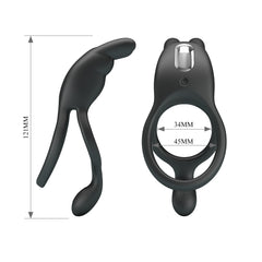 Pretty Love Rechargeable Seth Cock Ring Black - - Vibrating Cock Rings