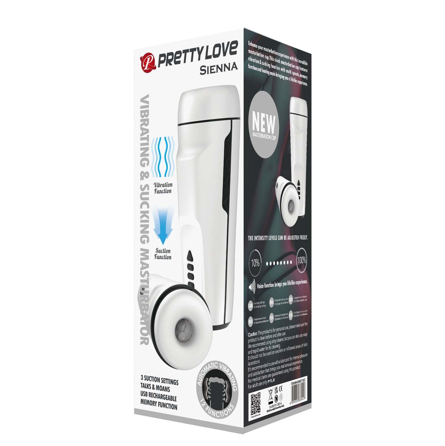 Pretty Love Sienna Rechargeable Mens Masturbator - - Masturbators and Strokers