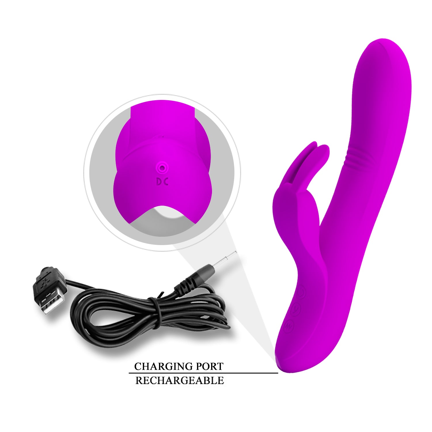 Pretty Love Dylan USB Rechargeable Silicone Rabbit Vibe - - Rabbit Vibrators