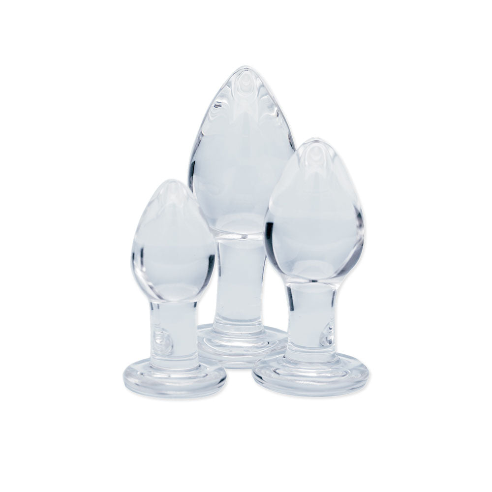 Creative Conceptions Clarity Utopian Trinity Glass Butt Plug Set - - Glass Sex Toys