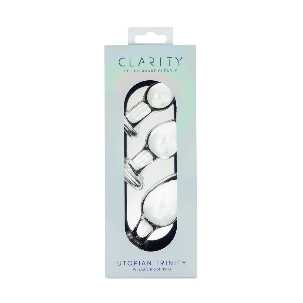Creative Conceptions Clarity Utopian Trinity Glass Butt Plug Set - - Glass Sex Toys