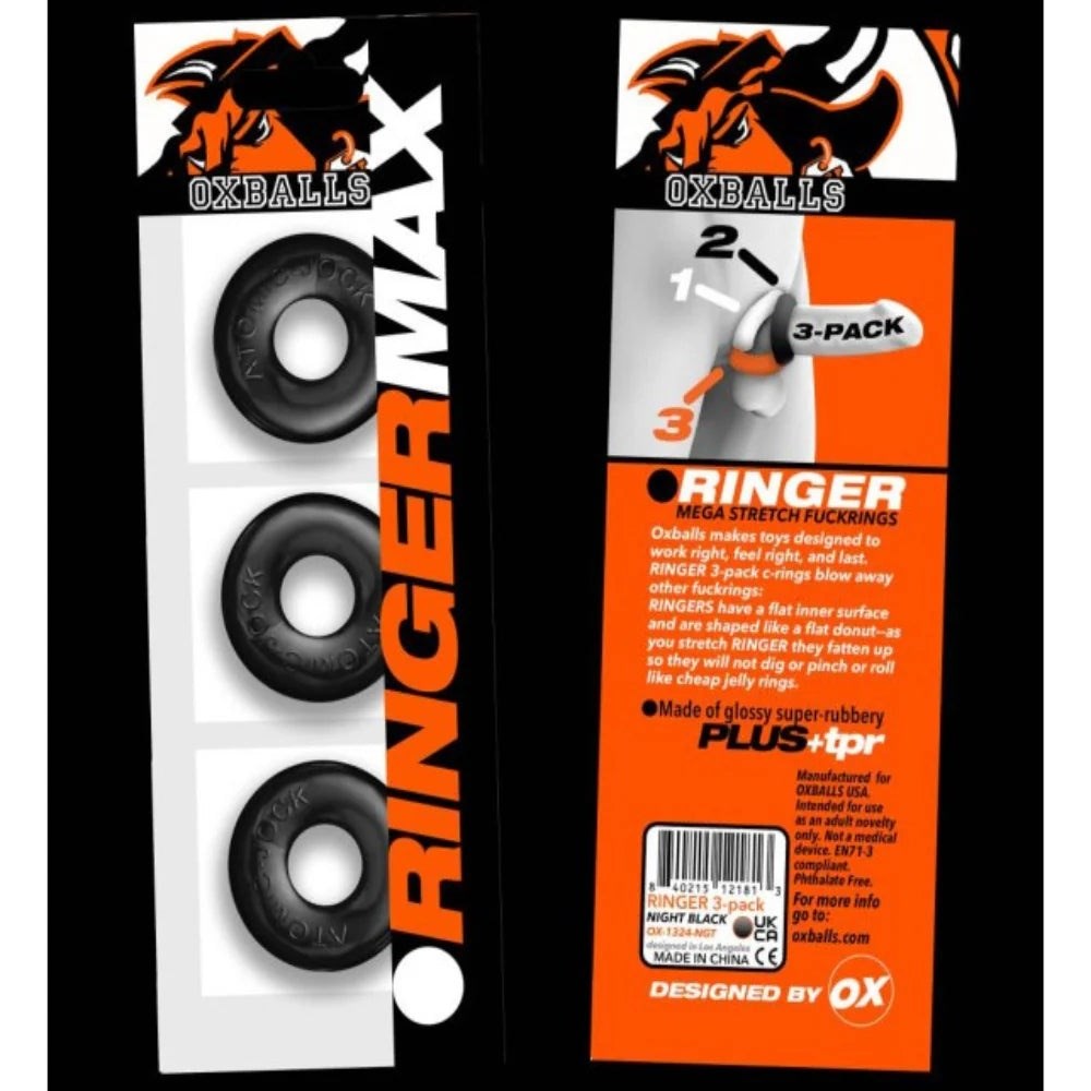 Oxballs Ringer Max Thick Durable Cockring Trio for Enhanced Pleasure - - Cock Rings
