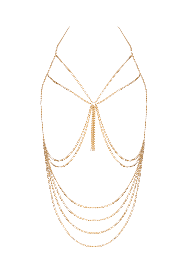 Muse Tassel BDSM Chain Harness O/S Curb Chain Body Jewelry - - Cuffs And Restraints