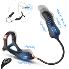 BDStyle Vibrating Buckle Cock Ring With Thrusting Butt Plug - - Vibrating Cock Rings