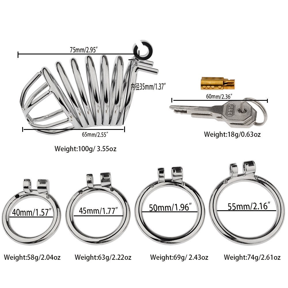 BDStyle Hoop Cock Cage with Urethral Tube Steel Chastity Device - - Male Chastity