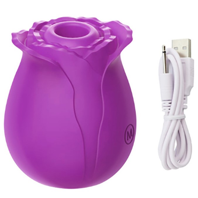 BDStyle Rose Suction Vibrator Dual Action Clitoral Stimulation - Purple - Clit Ticklers and Pulsators