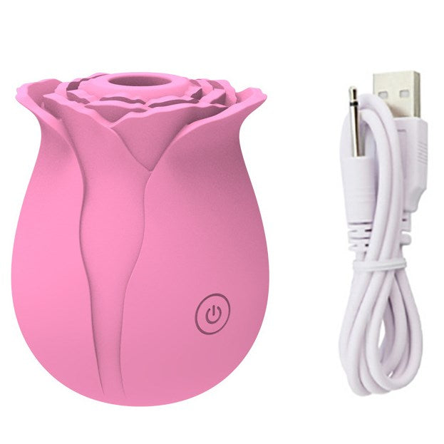 BDStyle Rose Suction Vibrator Dual Action Clitoral Stimulation - Pink - Clit Ticklers and Pulsators