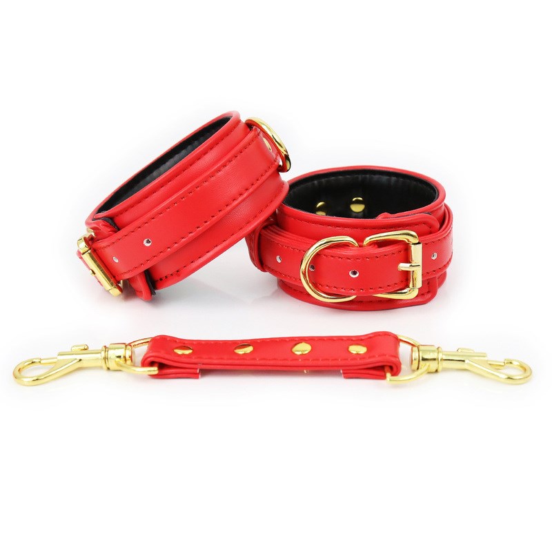 Pin Lock Heavy Cuffs - Wrist Or Ankle Restraints - Red Wrist - Cuffs and Restraints