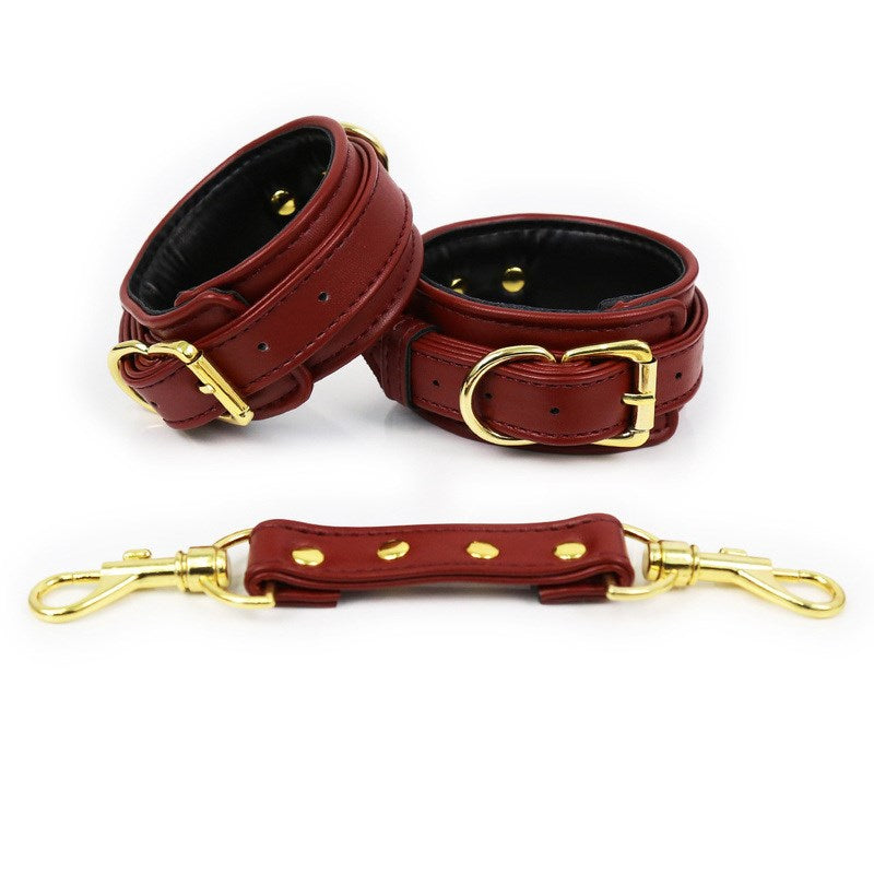 Pin Lock Heavy Cuffs - Wrist Or Ankle Restraints - Claret Wrist - Cuffs and Restraints