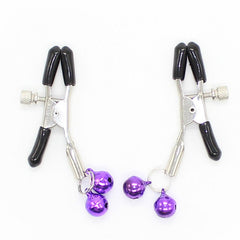 Adjustable Nipple Clamps With Bell - Purple - Nipple and Clit Clamps