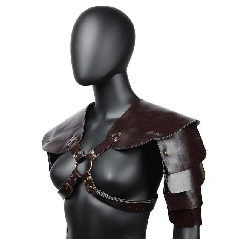 BDStyle Unisex Brown PU Leather Vintage Armor - - Cuffs And Restraints
