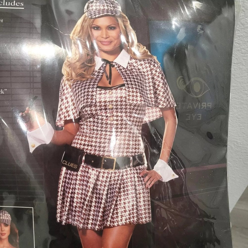 Dream Girl Halloween Detective Shirley Sexy Costume Medium Houndstooth Pattern - - Fancy Dress Ups