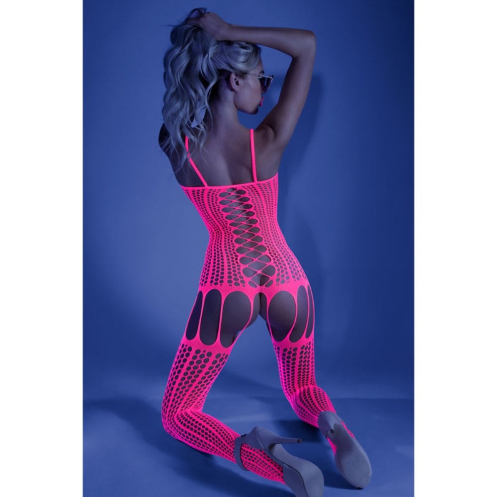 Fantasy Lingerie Glow Hypnotic Bodystocking Neon Fishnet - - Body Stockings