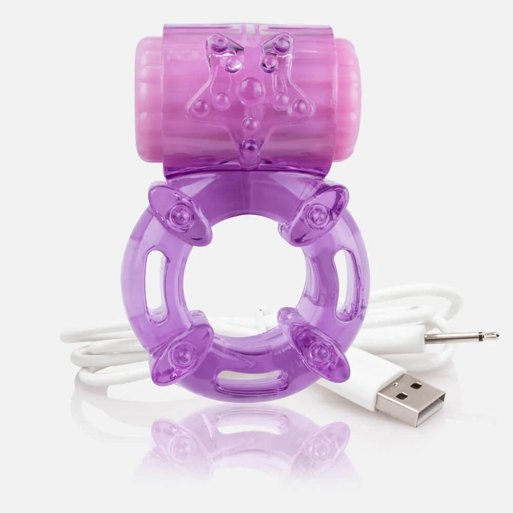 Screaming O Charged Big O Rechargeable Vibrating Cock Ring 4 Speeds - Purple - Vibrating Cock Rings