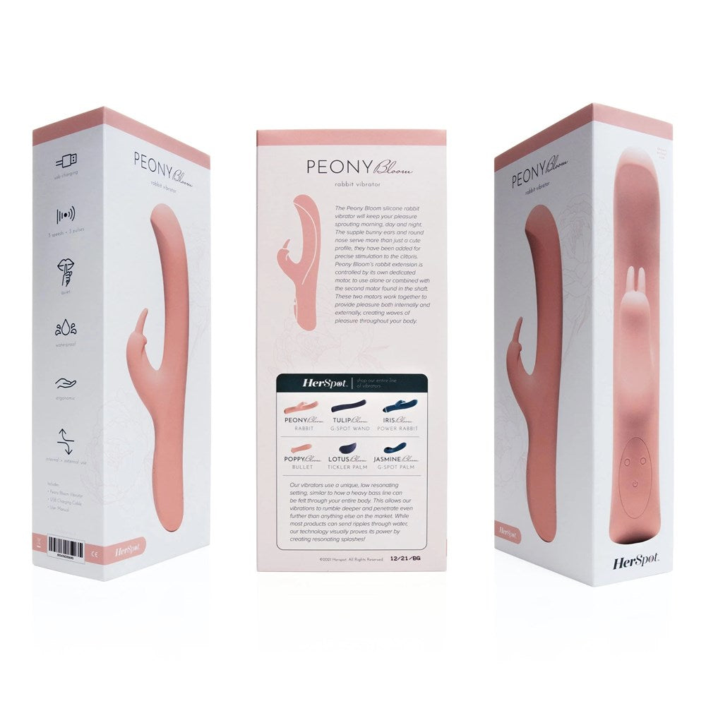 Fleshlight Herspot Peony Bloom Multi Functions G Spot Rabbit Vibrator Dual Motor - - Rabbit Vibrators