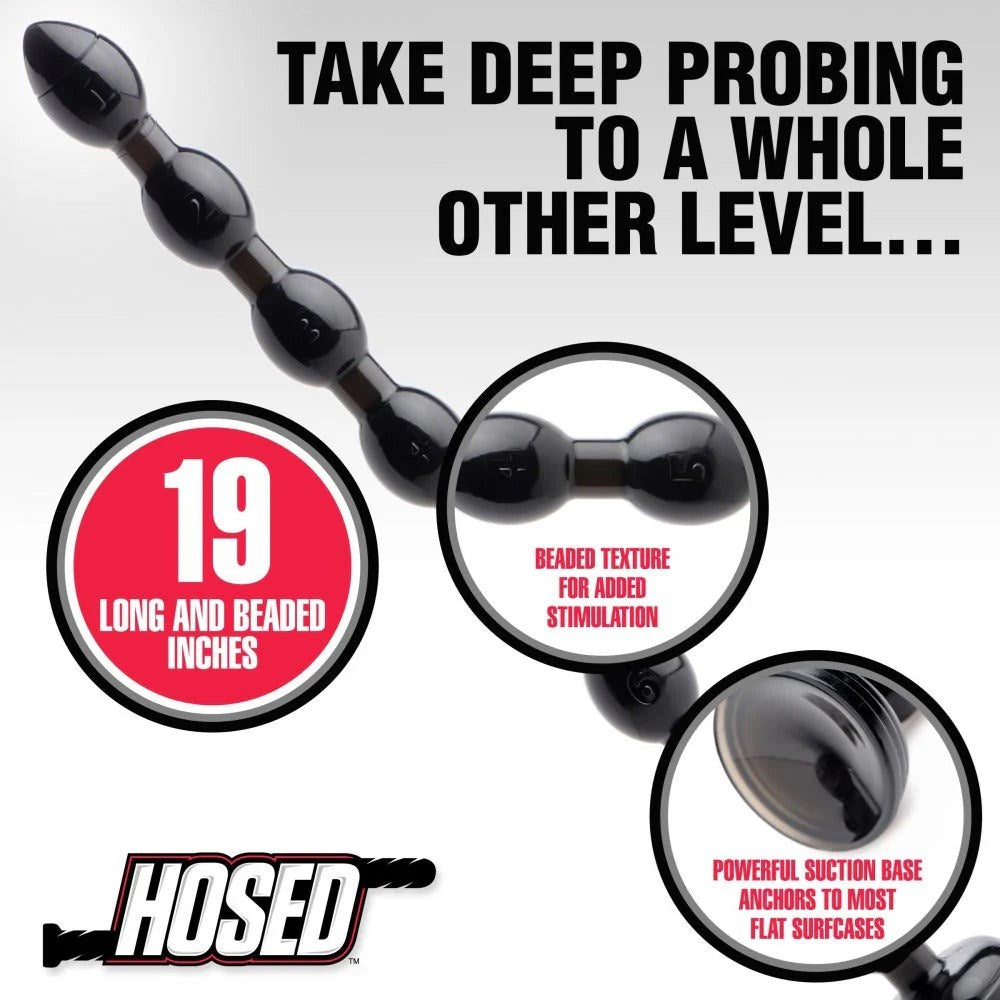 XR Brands Hosed 19 Inches Beaded Textured Anal Snake Beads Deep Anal Play - - Anal Beads and Balls